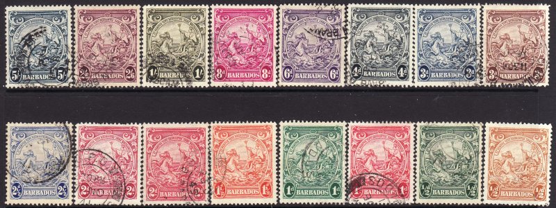 1938-47 Barbados Seal of the Colony complete set used Sc# 193 / 201A CV $33.95