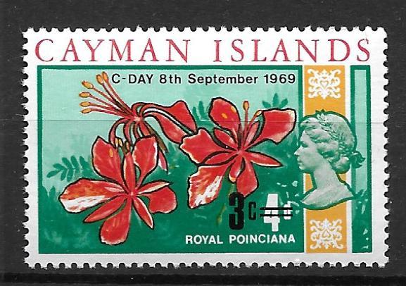 Cayman Islands 230 3c on 4d single MNH