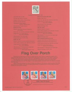 US SP1091 1995 32c flag over porch, four varieties on usps official souvenir page FDC, #2897, 2913, 2915-16 with first day cance