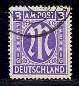 Germany AM Post Scott # 3N2b, used, variation