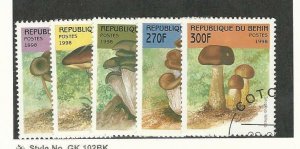 Benin, Postage Stamp, #1055-1059 Used, 1998 Mushrooms