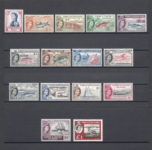 TURKS & CAICOS ISLANDS 1957 SG 237/50, 253 MNH Cat £120