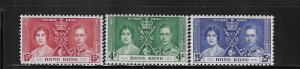 HONG KONG SCOTT #151-53 1937 GEORGE VI CORONATION - MINT NEVER HINGED