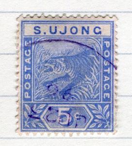 MALAYA;  S.UJONG 1891 classic Tiger issue fine used 5c. value