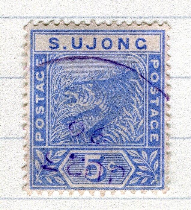 MALAYA;  S.UJONG 1891 classic Tiger issue fine used 5c. value