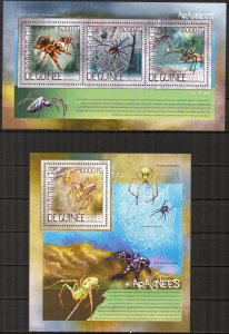 Guinea 2014 Spiders Sheet + S/S MNH