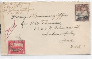 St Johns, Antigua to Indianapolis, IN 194x Airmail Antigua Censor (C4956)