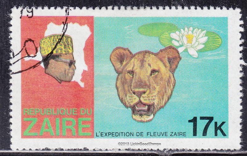 Zaire 907 USED 1979 President Mobotu, Map of Zaire, Leopard