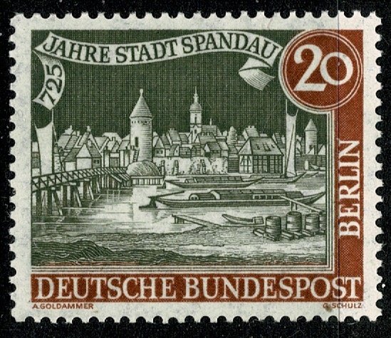 GERMANY BERLIN 1957 725th ANNIV of SPANDAU MINT(NH) SG B155 Wmk.294 P.14 SUPERB