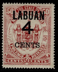 NORTH BORNEO - Labuan EDVII SG136, 4c on 50c maroon, NH MINT. Cat £10.