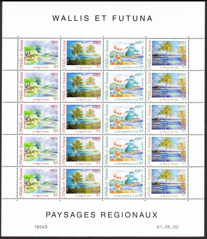 Wallis and Futuna Birds Landscapes Sheetlet of 5 sets SG#807-810 SC#559