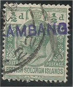 SOLOMON ISLANDS, 1913, used 1/2p, POSTAGE POSTAGE Scott 19 Ambang