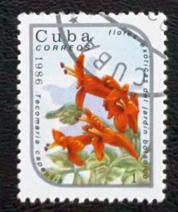 CUBA Sc# 2836 FLOWERS  1c     1986  used cto