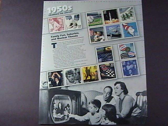 U.S.#3187-MNH-- PANE OF 15 STAMPS-CELEBRATE THE CENTURY THE 1950'S----1999