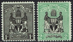 BRITISH CENTRAL AFRICA 1896 ARMS 1D AND 2D WMK CROWN CA