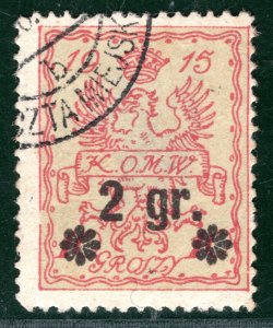 POLAND WW1 Local Stamp WARSAW *KOMW* 2gr Surcharge CTO? 1915{samwells}ORANGE391