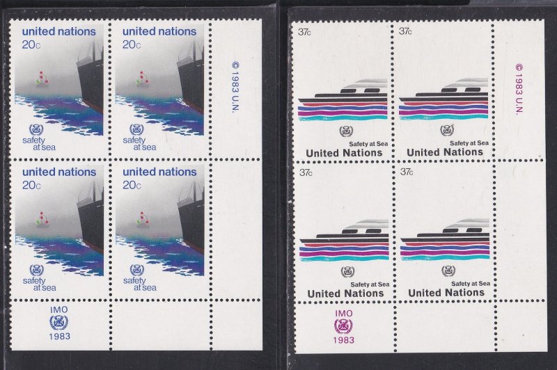 United Nations -New York #  394-395, Inscription Blocks of Four, NH, 1/3 Cat.