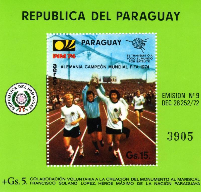 Paraguay 1974 World Cup Germany Winners SS MNH Sc# C382