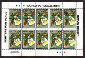 Guyana, Scott cat. 2364. Orchids sheet of 10 o/printed World Personalities. ^