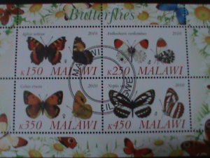 ​MALAWI-2010-PROMOTE-LOVELY BUTTERFLIES-CTO-SHEET-EST.$10 VERY FINE LAST ONE