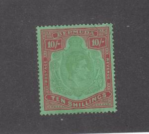 BERMUDA # 126a VF-MINT UNUSED 10sh GREEN CAT VALUE $100