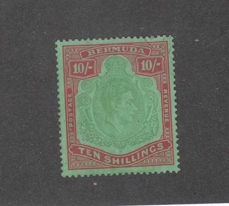 BERMUDA # 126a VF-MINT UNUSED 10sh GREEN CAT VALUE $100