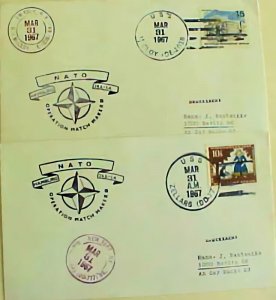 USA  USE OF GERMAN STAMPS NATO 1967 SHIPS 2 DIFF