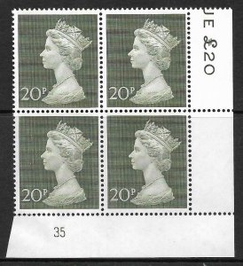 1970 20p Decimal Machin Cylinder 35 UNMOUNTED MINT