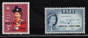 FIJI Scott # 196-7 MH - QEII Royal Visit With Overprint