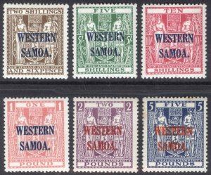 Samoa 1935 2/6d-£5 Postal Fiscal Wmk61(SG43) Scott 175-180 MNH/MVLH SGCat $545+