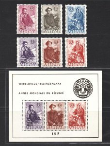 BELGIUM 1960 World Refugee Year (3v+3v + 1Ms Cpt) Fresh MNH CV$100+