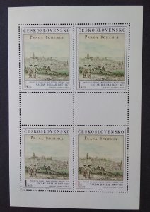 View of Prague, Bohemia, Vaclav Hollar, sheet of four, mint