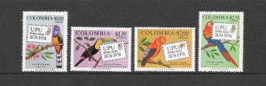 BIRDS - COLOMBIA #C611-614  MNH