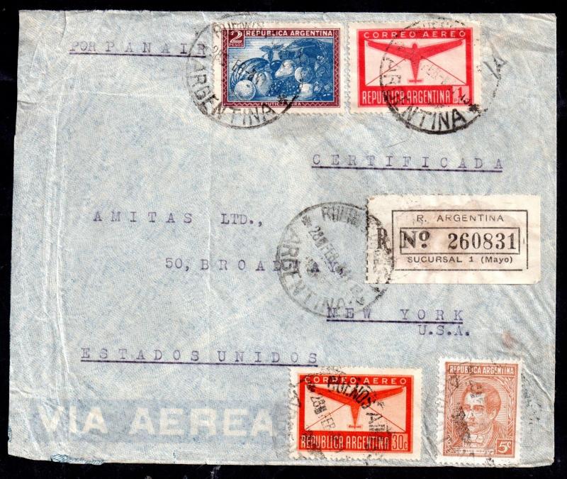 Argentina 1941 Panair registered cover Buenos Aires to New York WS11850