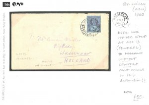 GB Cover USED ABROAD BOER WAR *FPO 19* Senekal ORC Uncensored Holland! 1900 E194