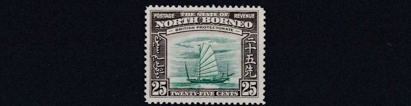 NORTH BORNEO  1939  S G 313     25C  GREEN & CHOCOLATE    MH