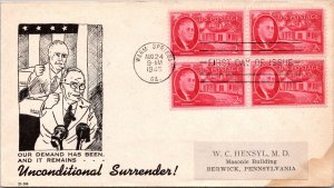 FDC 1945 SC #931 D-36 Cachet - Warm Springs, GA - Block Of 4 - F74487