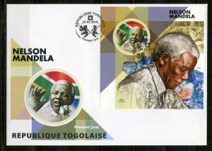 TOGO  2019 NELSON MANDELA SOUVENIR  SHEET  FIRST  DAY COVER