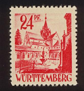 Wurttemberg  Sc# 8N8  24pf Castle of Bebenhuasen - MNH