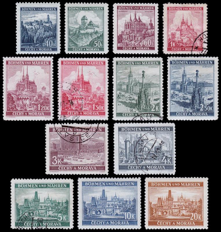 Czechoslovakia - Bohemia & Moravia Scott 27-34, 35-39 (1939-40) M/U LH F-VF B