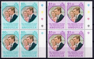 Anguilla 1973 Sc#179/180 PRINCESS ANNE'S WEDDING BLOCK OF 4 MNH