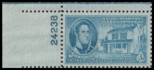 US 996 Indiana Territory 3c plate single UL 24238 MNH 1950