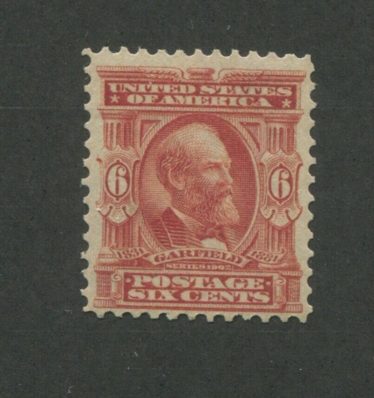 1901 United States James Garfield 6 Cent Postage Stamp #305 Mint F/VF Gum Skips