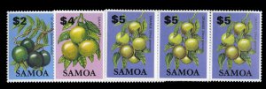 Samoa #616-618 Cat$40.50, 1984 Fruits, $2-$5, three high values in horizontal...