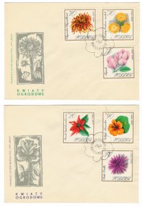 Poland 1966 FDC Stamps Scott 1430-1438 Garden Flowers