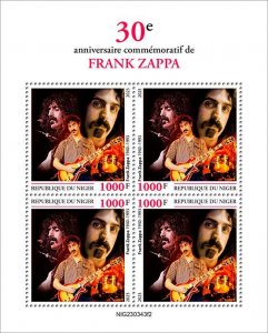 NIGER - 2023 - Frank Zappa - Perf 4v Sheet - Mint Never Hinged