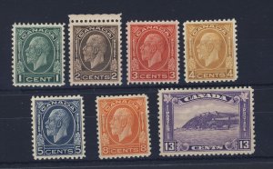 7x Canada  Stamps; #195 to #201-MH Most VF Guide Value = $200.00