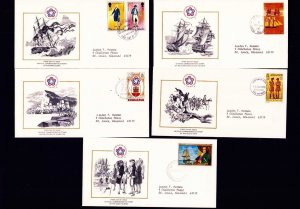 1976 FDCs Isle of Man Turks & C Pitcairn Is Cook Is / American Revolution Stamps