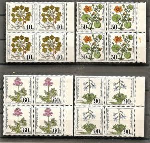 Germany  B589-92 MNH 1981 Flowers Endangered Species Blocks