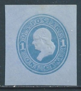 U.S. Cut Square #U117 Mint 1c Franklin, Blue